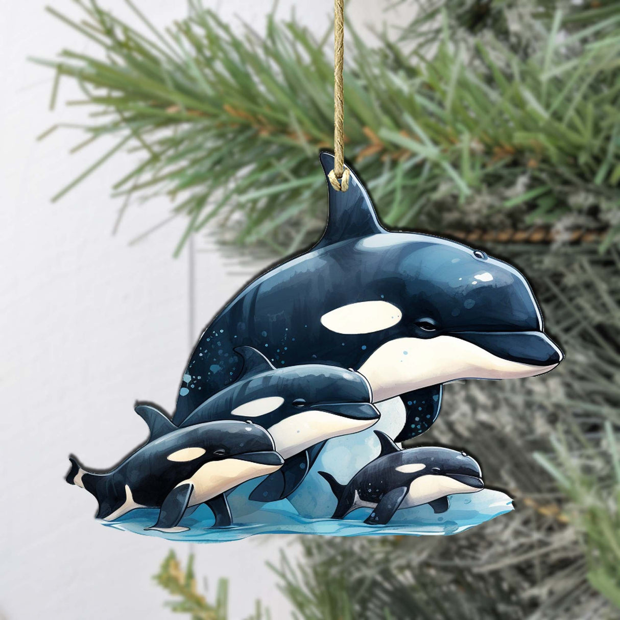 Orca's Family Wooden Ornaments by G.Debrekht - Wildlife Holiday Decor - 8710102-2