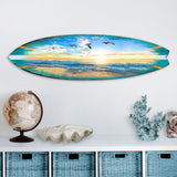 Tabla de surf al atardecer, arte costero para puerta de G. DeBrekht - Decoración costera con vida marina - 8490103HS