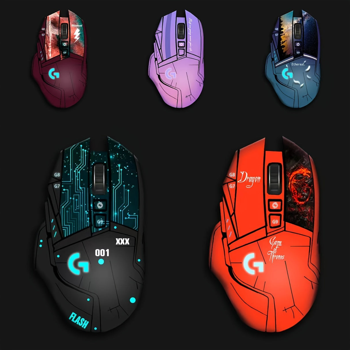 Pegatina protectora personalizable para ratón gaming G502: ajuste preciso, textura mate, no incluye batería