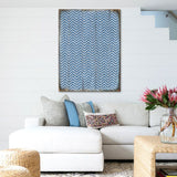 Blue Chevron Stripes Rustic Wooden Wall Art by G. DeBrekht - Floral Ornamental Decor - 95009B