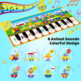 Tapis de piano musical pour enfants, jouet de danse au sol avec 10 chansons, 8 sons d'animaux et 5 modes. Tapis de jeu musical tactile pour enfants, jouet d'éveil musical, cadeau d'Halloween et de Noël pour l'hiver.