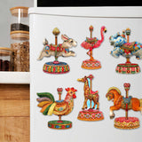 Carousel Decorative Wooden Magnets Set of 6 by G. Debrekht - Christmas Décor - 8090137G-S6