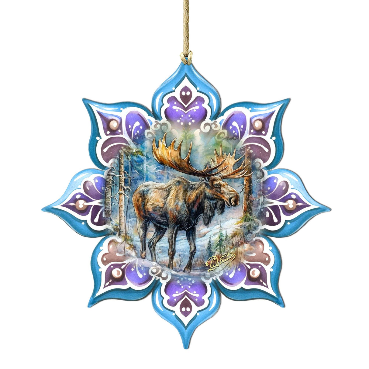 Moose Snowflake Wooden Ornaments by G. Debrekht - Nature Wildlife Decor - 8688414