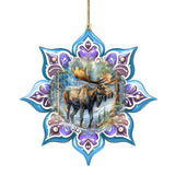 Moose Snowflake Wooden Ornaments by G. Debrekht - Nature Wildlife Decor - 8688414