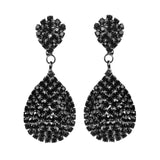 Black Clip On Earrings Teardrop Earrings Rhinestone Crystals Dangle Earrings Statement Chandelier Drop Earrings for Women (Black Clip-On) - Lootquake