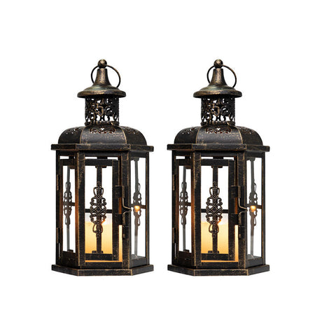 10 inch High Vintage Style Hanging Lantern（Set of 2 ）-5