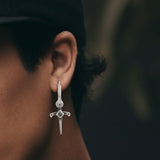 Gothic Sword Gem-Set Stainless Steel Earrings