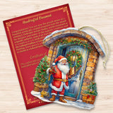 Joyful Moments at the Doorstep Wooden Ornaments by G. Debrekht Christmas Santa Snowman Decor - 8611046