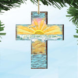 Coastal Cross Wooden Ornaments by G. DeBrekht - Coastal Holiday Decor - 8198313