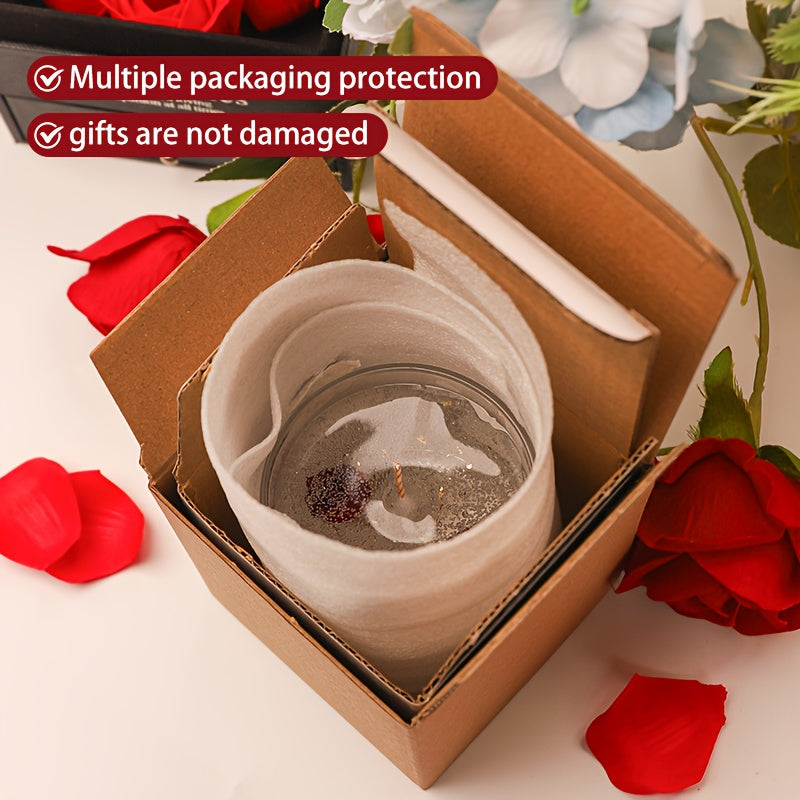 Bougie parfumée à la gelée de rose pour aromathérapie, ambiance romantique - Idéale pour les anniversaires, la Saint-Valentin, les anniversaires de mariage, Thanksgiving, Noël - 1 pièce, cire de soja dans un pot en verre