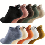 10 Pairs of Stylish Embroidered Ankle Socks - Soft & Breathable, Low Cut Design for Women - Comfy Everyday Wear, Assorted Patterns, One Size