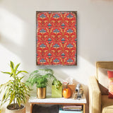 Arte rústico de pared de madera con flores rojas y azules de G. DeBrekht - Decoración floral ornamental - 95017B