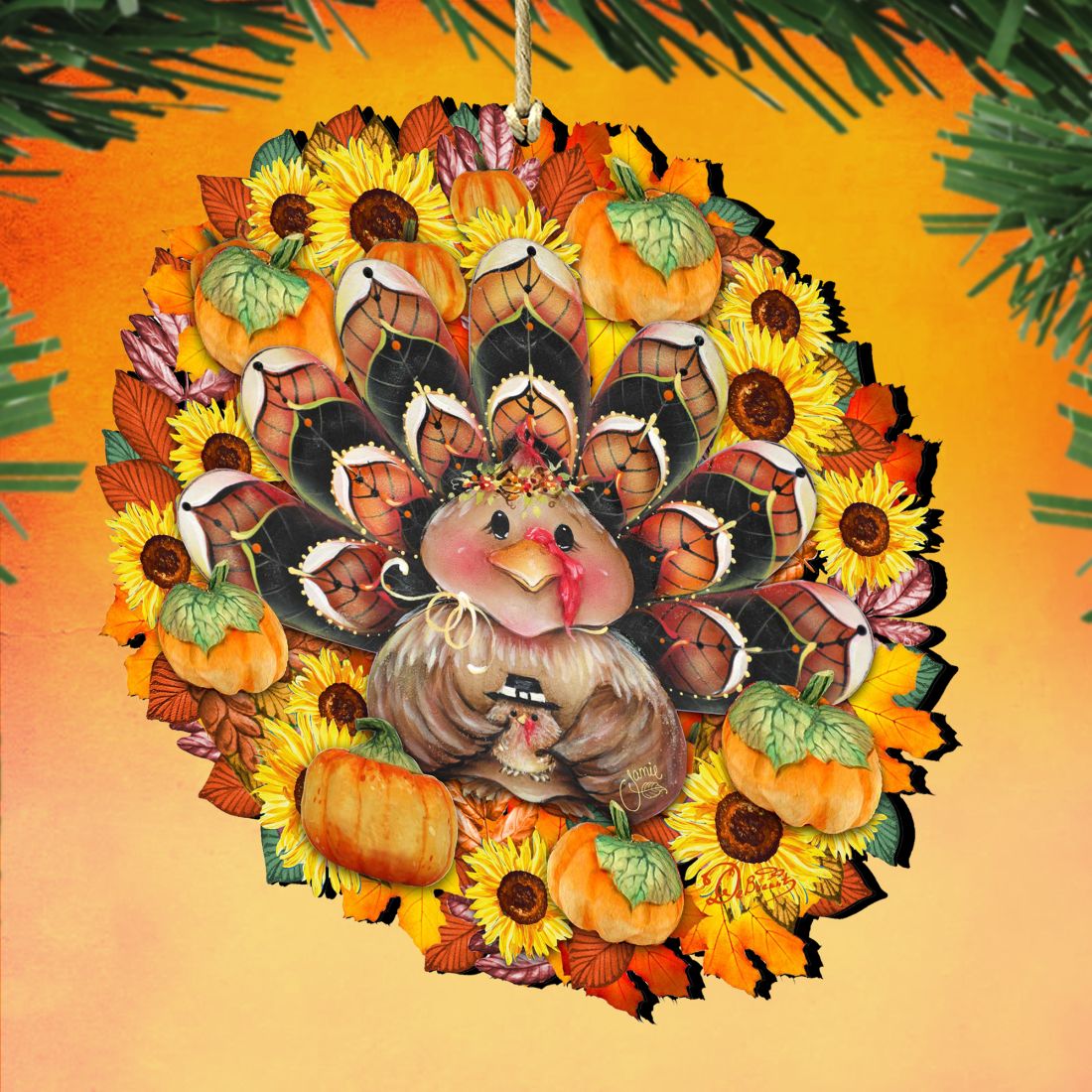 Adornos de madera con forma de corona de pavo - Decoración de Halloween para Acción de Gracias por Jamie Mills-Price - 8185305-3-MP