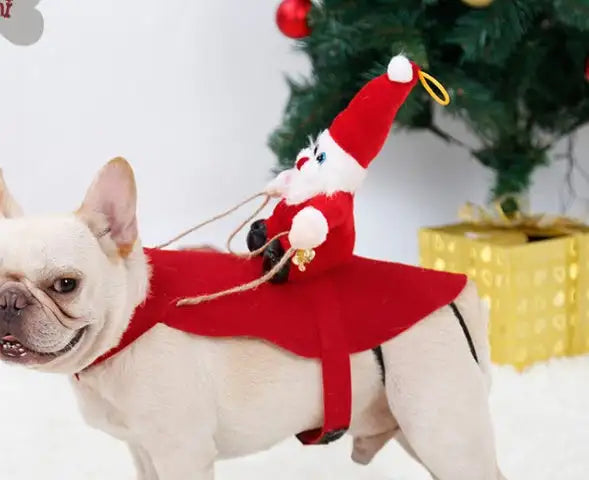Dog Christmas Clothes Santa Claus Riding Deer - Lootquake