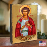 Icono religioso cristiano sagrado de San Esteban de madera bañado en oro - Decoración inspiradora - 85056