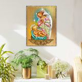 Blessing Angel with Child Wooden Gold Plated Religious Christian Sacred Icon - Inspirational Icon Decor - 85028