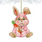 Carrot Baby Pink Bunny Wooden Ornaments by G.DeBrekht - Easter Spring Decor - 815432-3