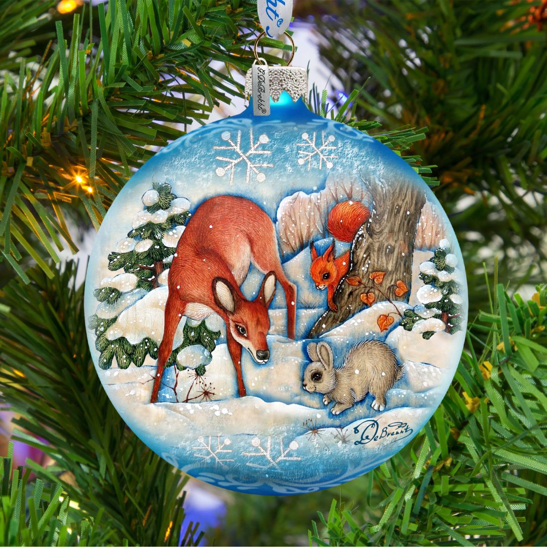 Forest Fends Ball Glass Ornament by G. DeBrekht - Wildlife Holiday Decor - 73412
