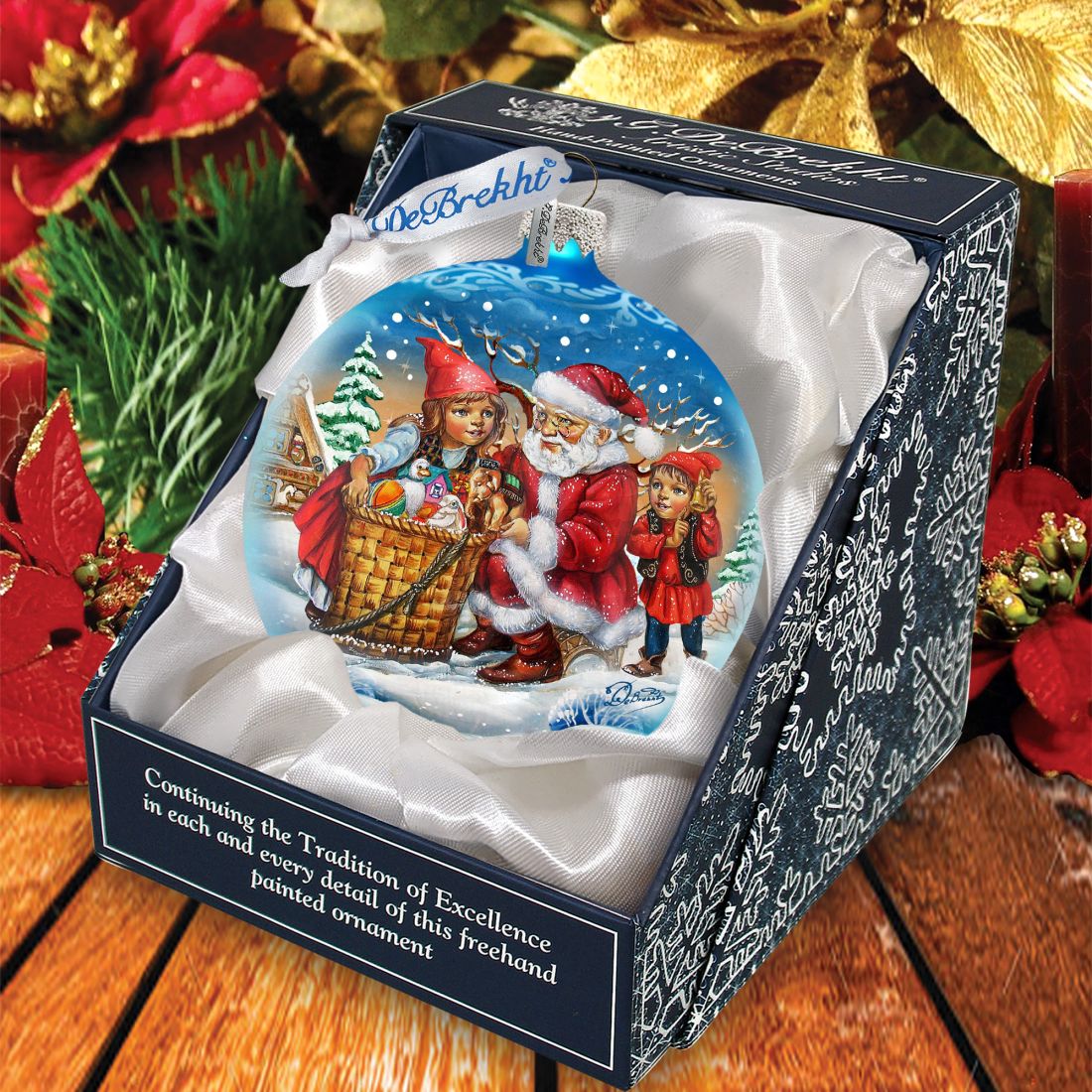 Christmas Ball Glass Ornament by G. DeBrekht - Christmas Santa Snowman Decor - 73367