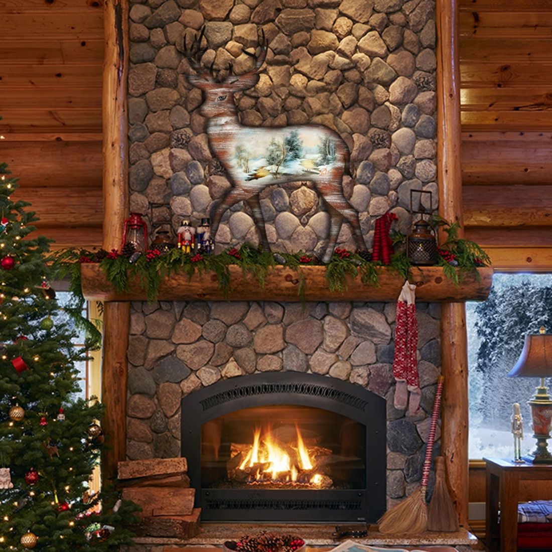 Christmas Woodsy Deer Wildlife Door Decor - G. DeBrekht - Wildlife Holiday Decor - 8198211-2H