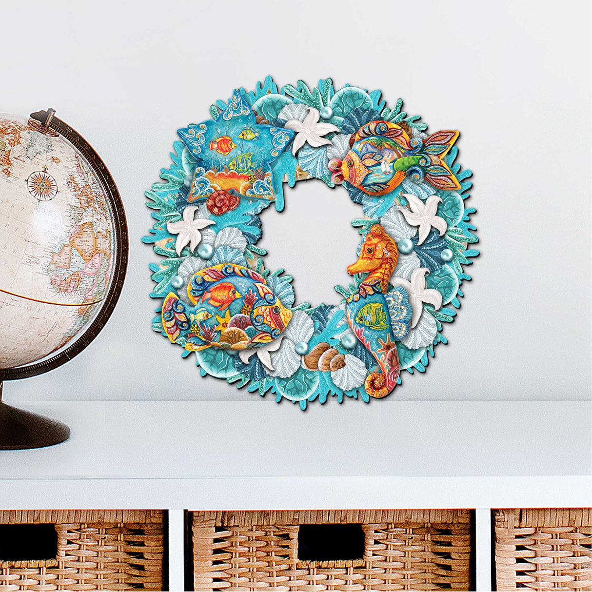 Coastal Sea Creatures Holiday Door Wreath by G. DeBrekht - Coastal Holiday Decor - 8185306-3H