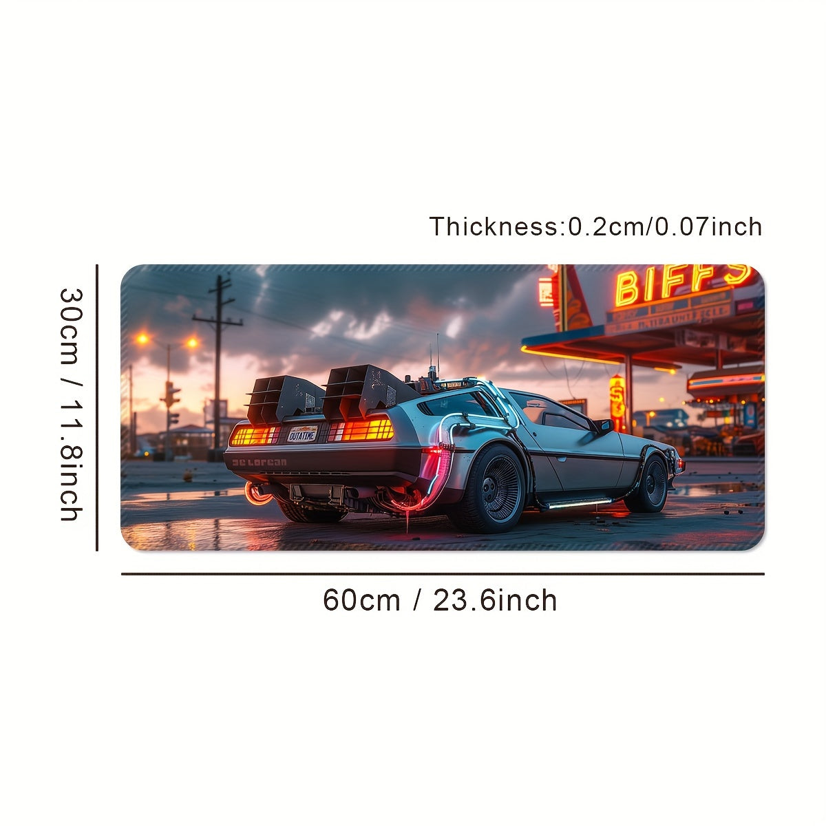 Ultra-Sleek Silvery Sports Car Design Large Gaming Mouse Pad - Extended, Thick, Non-Slip Rubber Desk Mat With Precision Stitched Edges - Washable & Durable