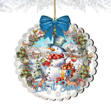 Adornos de madera "Let it Snow" de G. Debrekht: decoración navideña de Papá Noel y muñeco de nieve - 933122