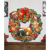 Christmas Friends Puppy Door Wreath by G. DeBrekht - Pets Dog and Cats Decor - 8185307-6H-SL
