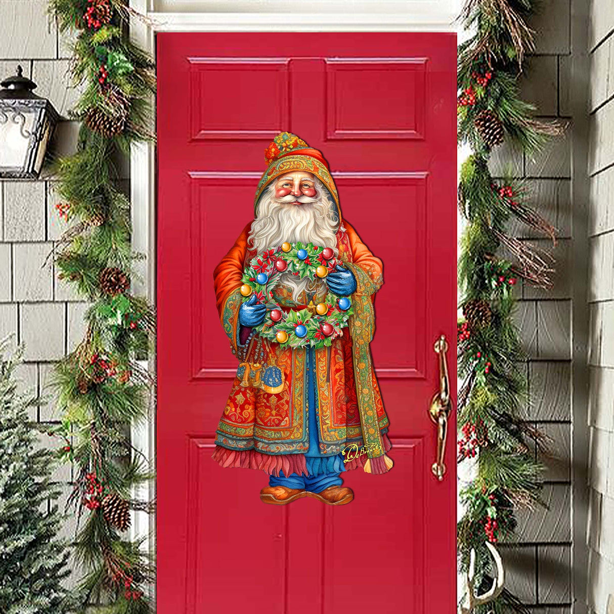 Corona de la Alegría de Papá Noel, decoración navideña para puerta de G. Debrekht - Decoración navideña de Papá Noel y muñeco de nieve - 8691402H
