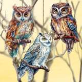 Night Owls Decorative Wooden Ornaments of 3 by G. Debrekht - Wildlife Decor - 8091004-S3