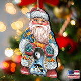 Adornos navideños de madera con forma de pingüino y Papá Noel de G. DeBrekht - Decoración navideña con muñeco de nieve y Papá Noel - 8118051