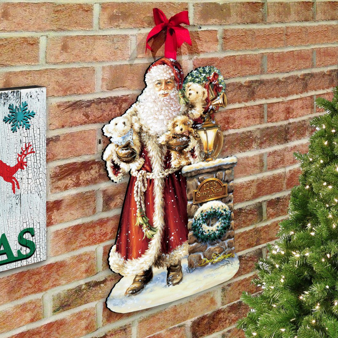 Silent Night Santa Christmas Door Decor by D. Gelsinger - Christmas Santa Snowman Decor - 8461013H-1315
