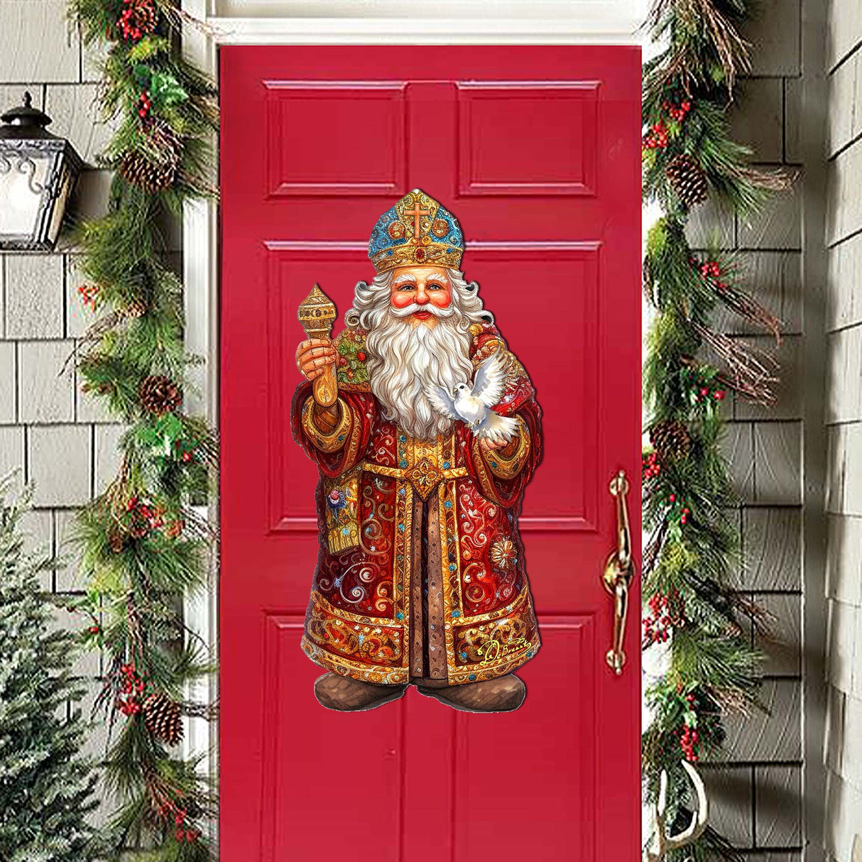Santa's Dove of Hope Holiday Door Décor by G. Debrekht - Christmas Santa Snowman Décor - 8691416H