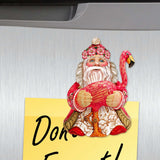 Juego de 6 imanes decorativos de madera de Papá Noel de G. Debrekht - Decoración navideña de Papá Noel y muñeco de nieve - 8090131G-S6