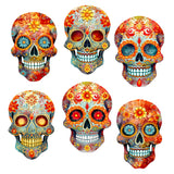 Adornos decorativos de madera con forma de calavera de azúcar (6 unidades) de G. Debrekht - Decoración de Halloween - 8090071C-S6