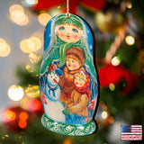 Adornos de madera Matreshka de muñeco de nieve de G. DeBrekht - Decoración navideña - 8115932