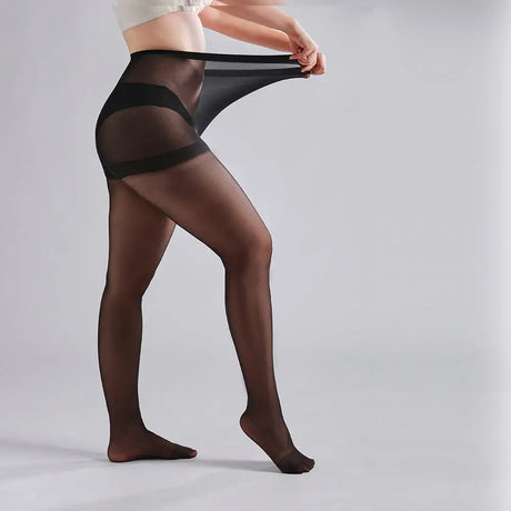3 Pairs Plus Size Womens Sheer Tights 20D High Waist Control Top Pantyhose With Reinforced Toes - Lootquake