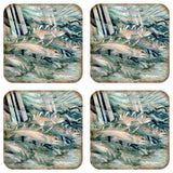 Catch the Rainbow Trout Wooden Cork Coasters Gift Set of 4 by J. Bergsma - Coastal Wildlife Decor  - 8199463C-S4