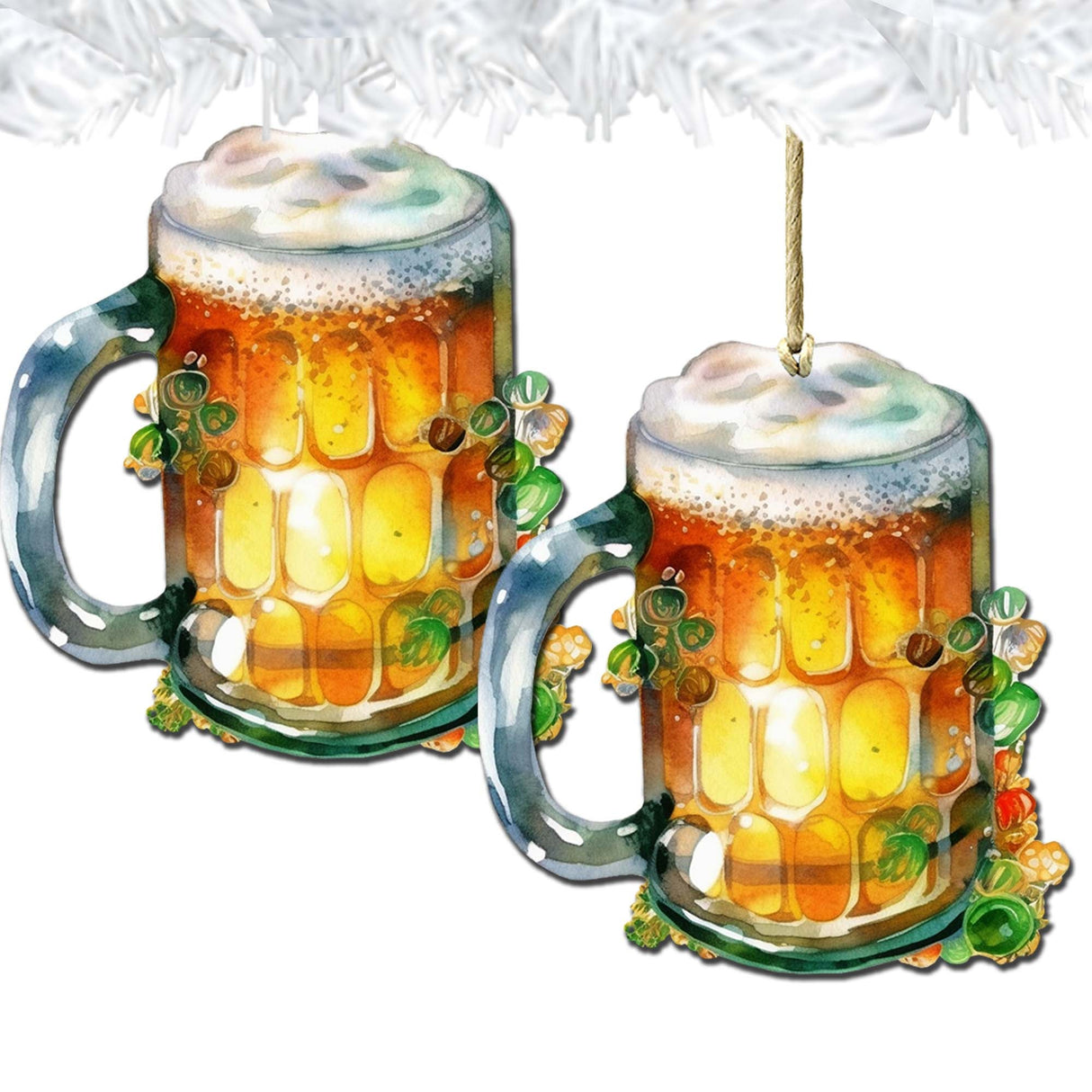 Irish Beer Mug Wooden Ornaments by G. DeBrekht Celtic St Patrick Decor - 8652775