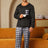 Polyester Long Sleeve Trousers Men's Pajama Set - Lootquake