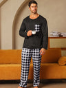 Polyester Long Sleeve Trousers Men's Pajama Set - Lootquake