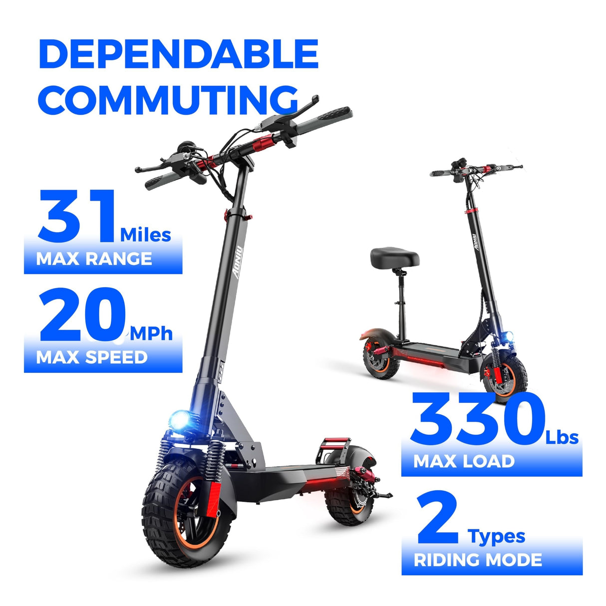 1 Ninebot M4 Adult Electric Scooter - Foldable Commuter Model with 600W Motor, 10-inch Pneumatic Tires, Dual Suspension & Braking System, Cruise Control, Seat for Pets, 31-Mile Range, Fast Charging, Black Aluminum Alloy, U.S.
