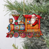 Adornos de madera de tren de Papá Noel de G. Debrekht, decoración navideña de muñeco de nieve de Papá Noel - 8611090