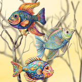 Coastal Fish Decorative Wooden Clip-on Ornaments Set of 3 by G. Debrekht - Coastal Decor - 8091034C-S3