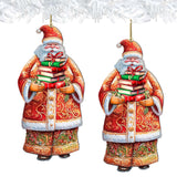 Santa's Book Collection Wooden Ornaments by G. Debrekht - Christmas Santa Snowman Decor - 8691405
