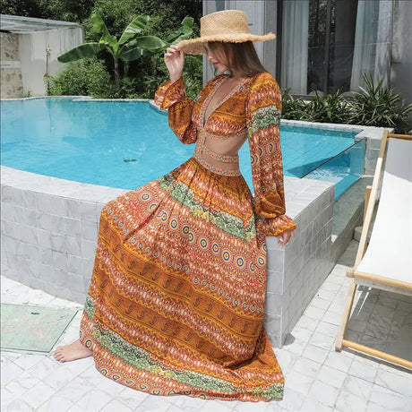 Women's Floral Large Hem Dress - Lootquake