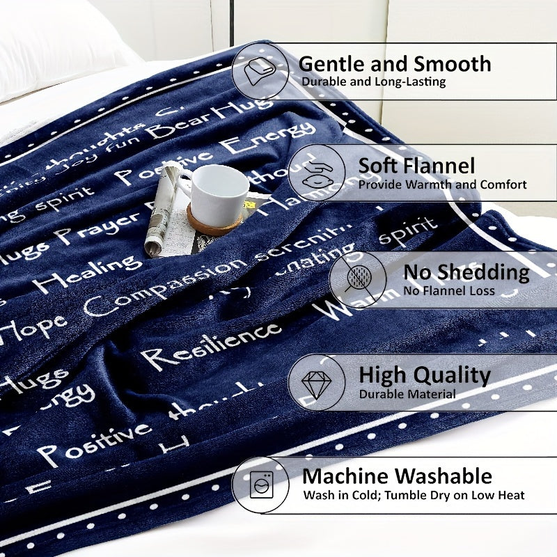 Cozy Blue Encouragement Hug Blanket - Soft Flannel, Inspirational Print For Rehab & Comfort, Perfect For Naps, Camping, And Gifting To Friends & Family