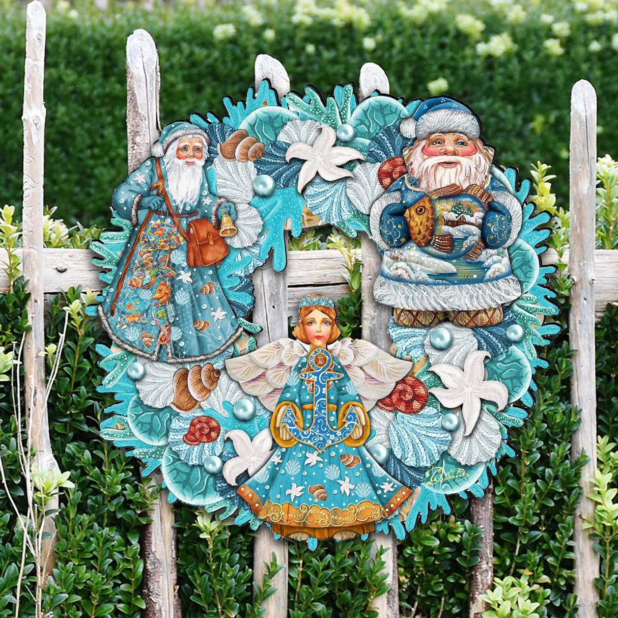 Coastal Sea Treasure Holiday Door Wreath by G. DeBrekht - Coastal Holiday Decor - 8185306-4H