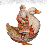 Charming Santa on Goose Wooden Ornaments by G. Debrekht Christmas Santa Snowman Decor - 8611063