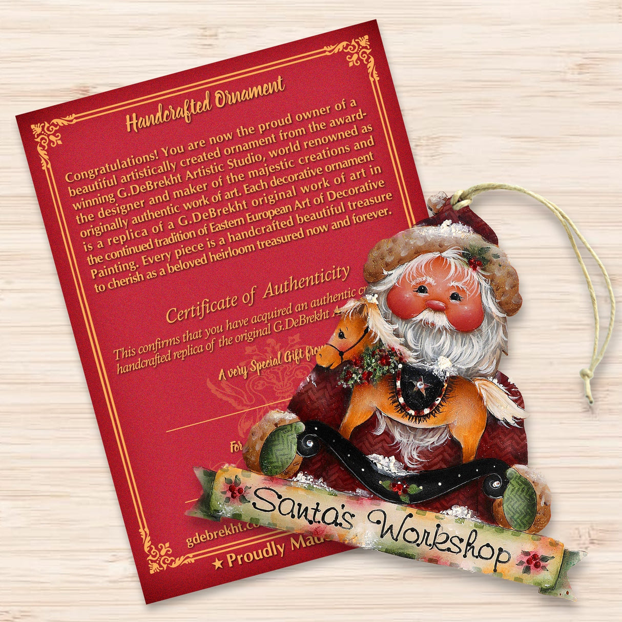 Adornos de madera del Taller de Santa Claus de Jamie Mills-Price, decoración navideña de muñeco de nieve de Santa Claus - 8611068-2-MP